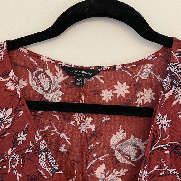 Lucky Brand Front Tie Crop Top Blouse - Picture 3 of 5